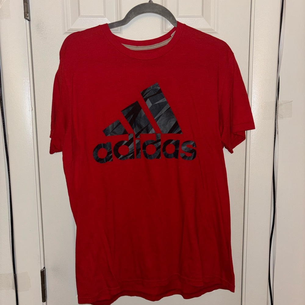 Adidas Men's Bold Red Tee with Black Logo